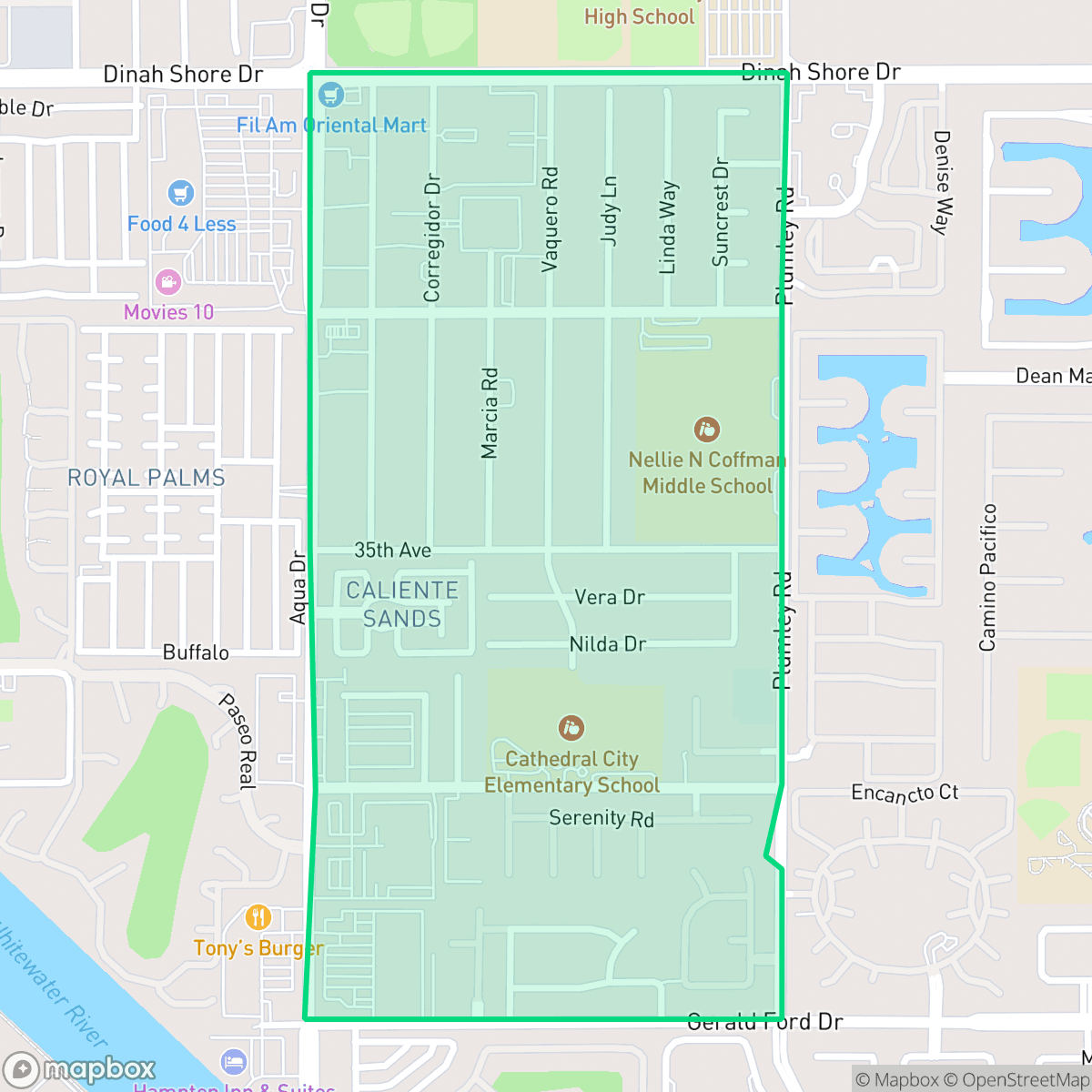 Map showing the location of McPherson-Pioneer Ranch, Cathedral City, CA