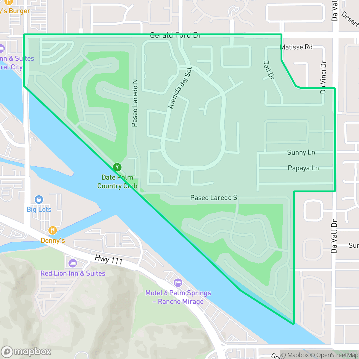 Map showing the location of The Grove, Cathedral City, CA