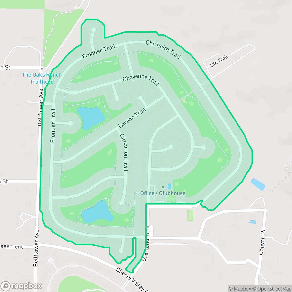 Map showing the location of Highland Springs Village, Cherry Valley, CA