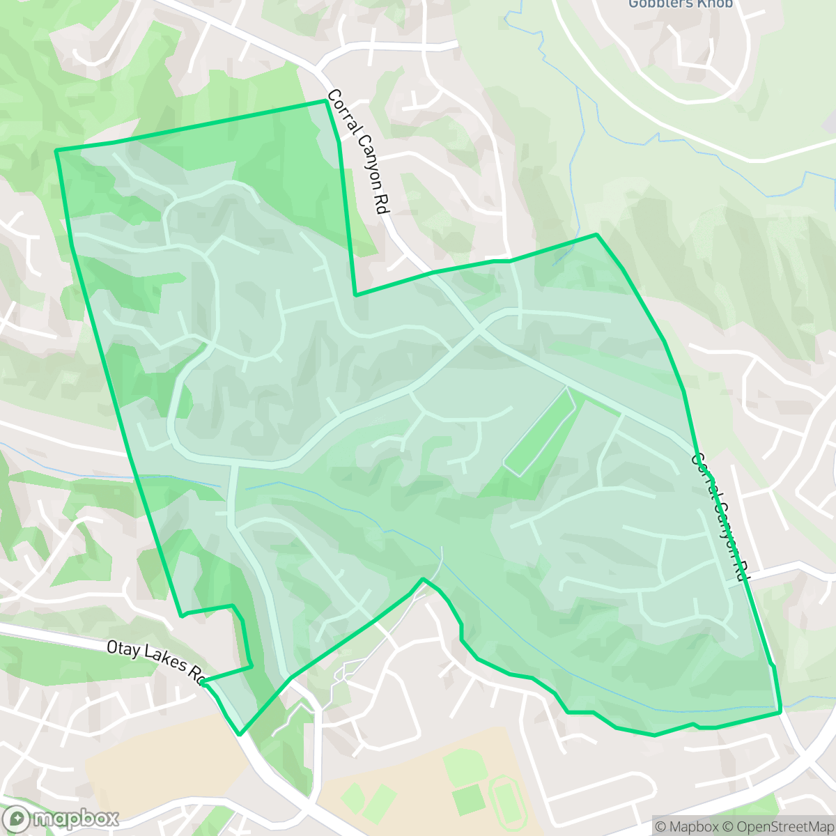 Map showing the location of Bonita Long Canyon, Chula Vista, CA