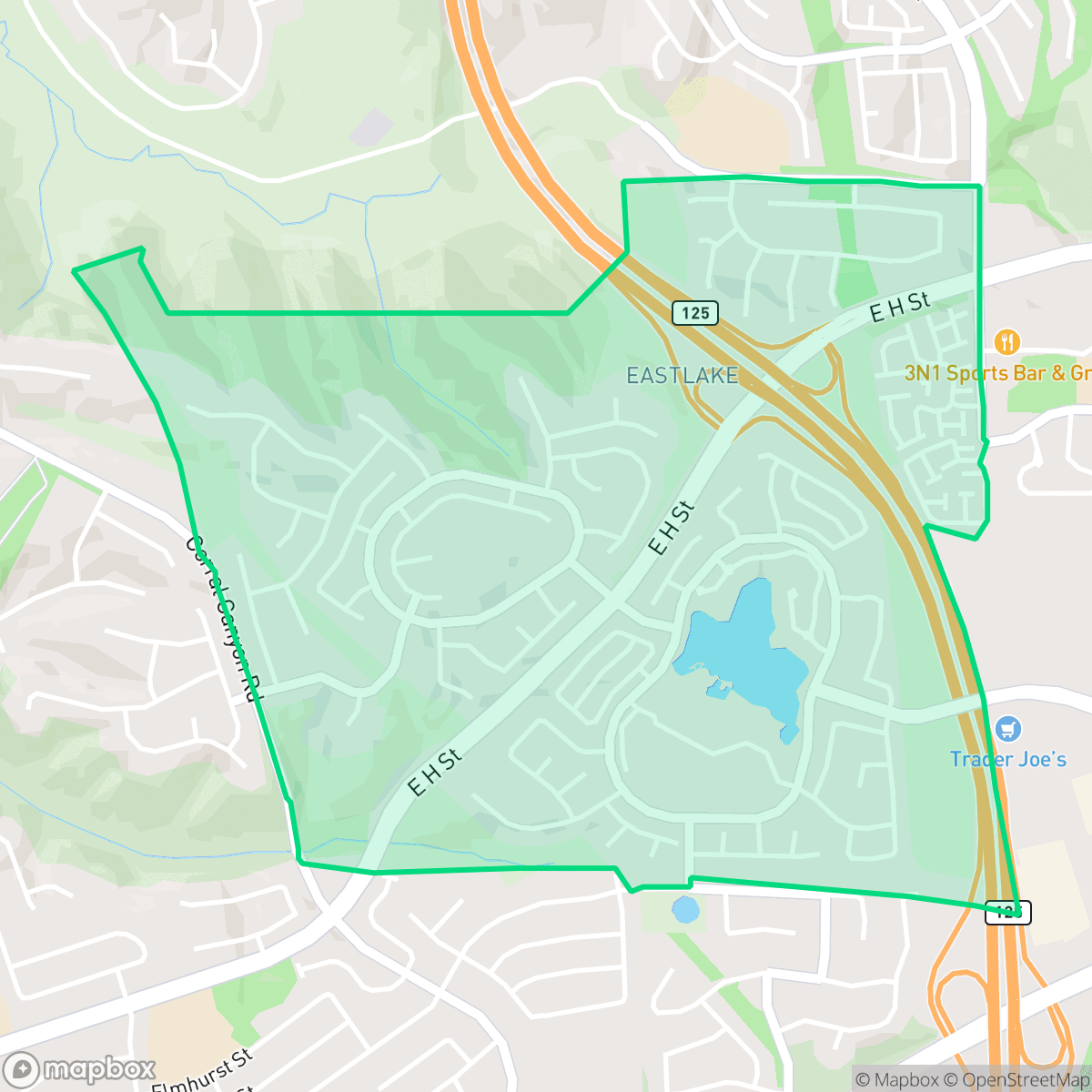 Map showing the location of East Lake I, Chula Vista, CA