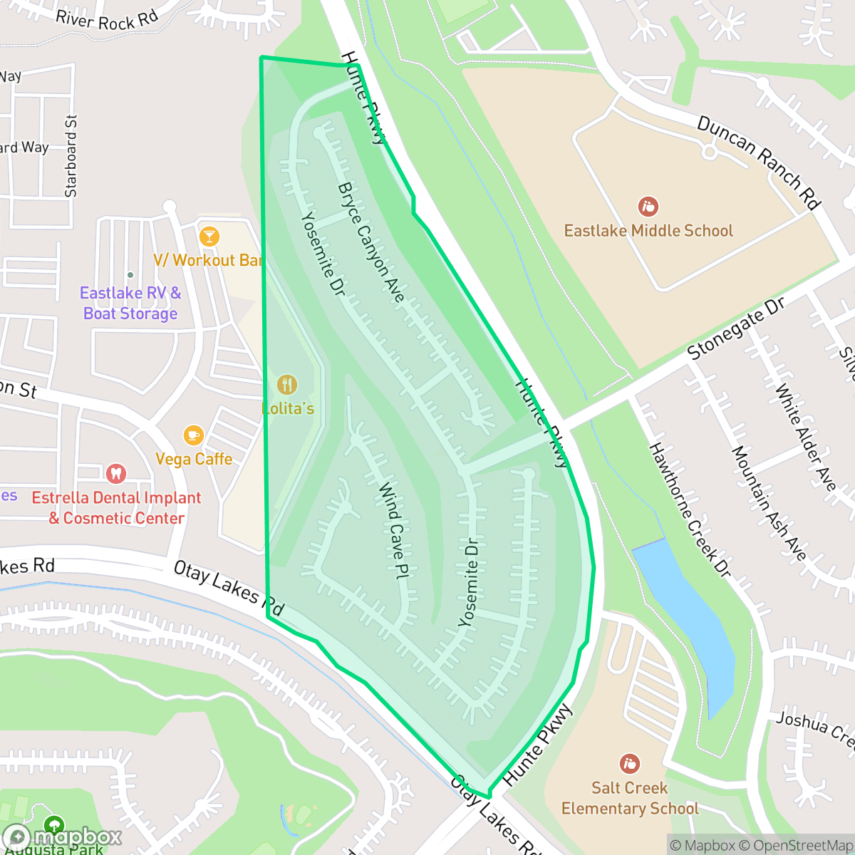 Map showing the location of Eastlake Woods West, Chula Vista, CA