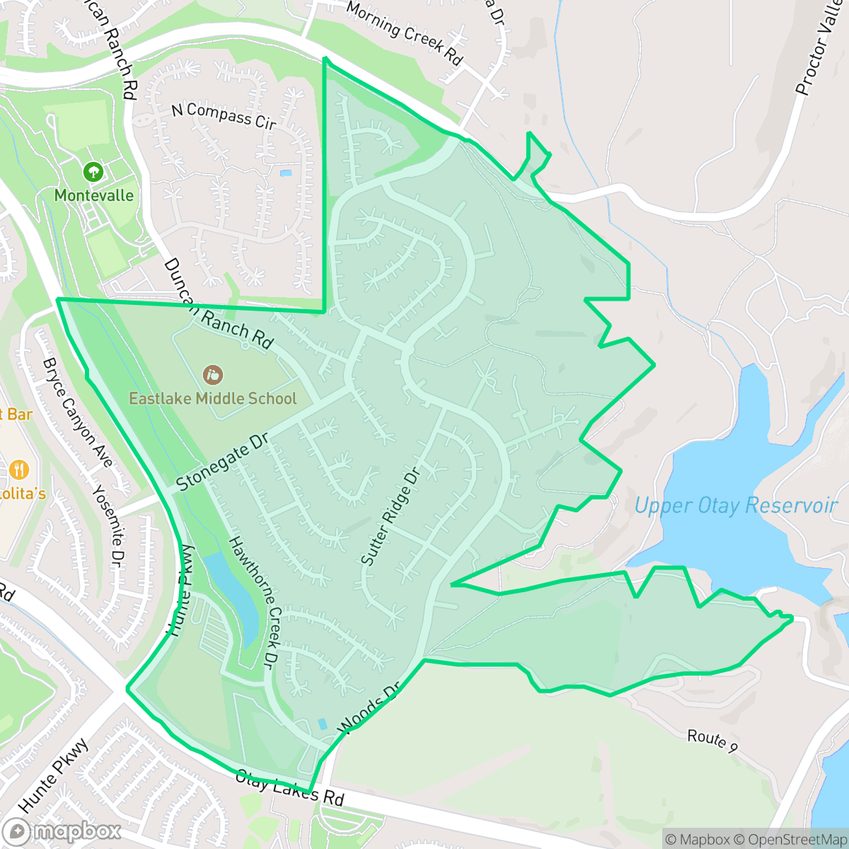 Map showing the location of Eastlake Woods, Chula Vista, CA