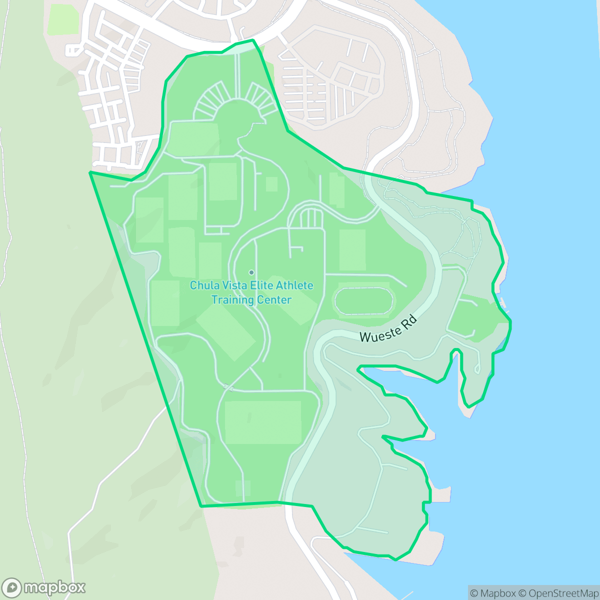 Map showing the location of Olympic Training Center, Chula Vista, CA