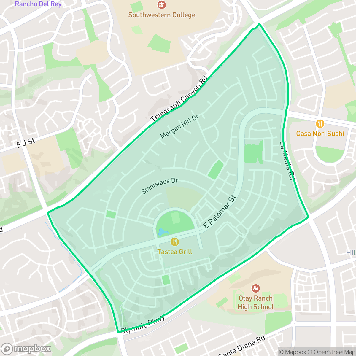 Map showing the location of Otay Ranch Village 1, Chula Vista, CA