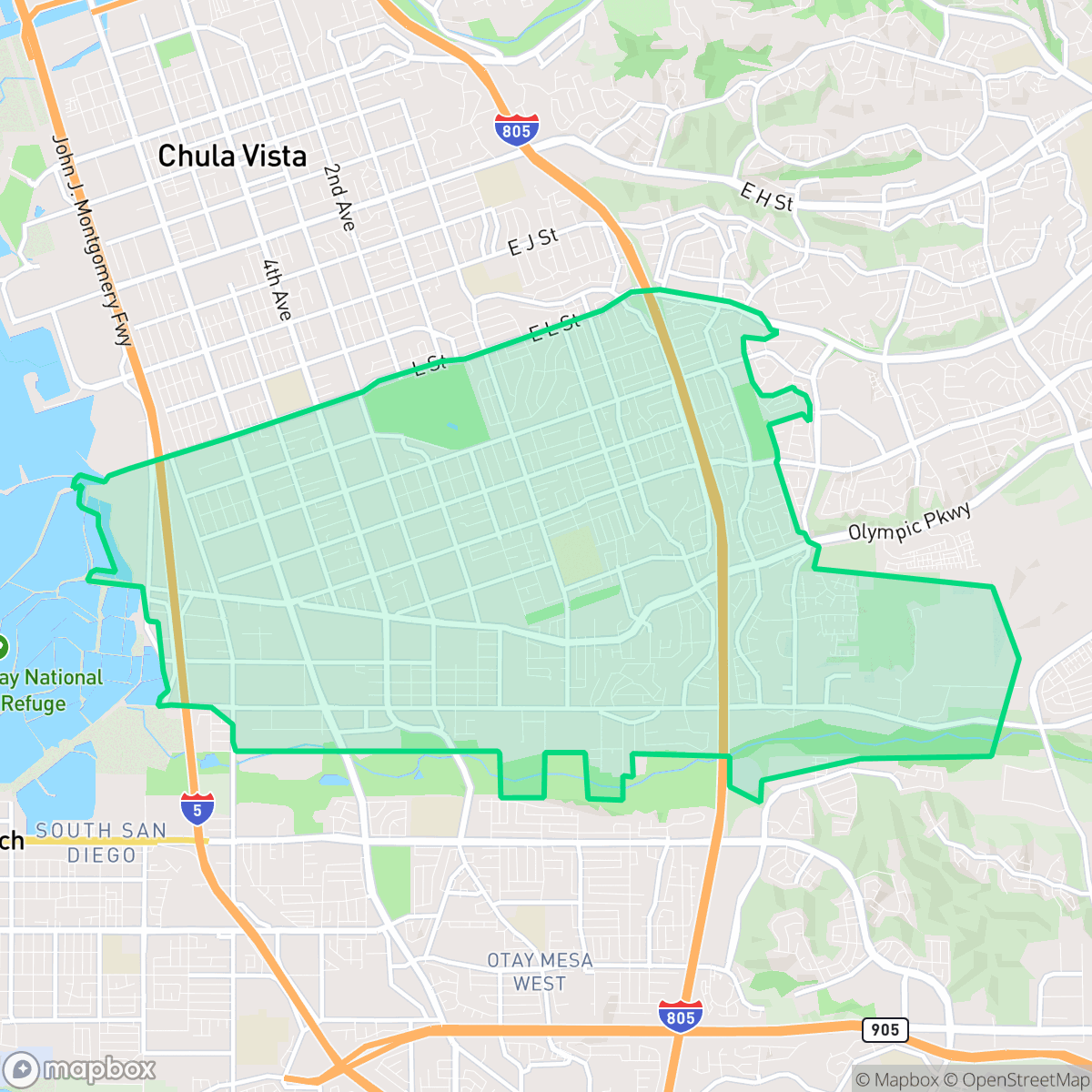 Map showing the location of Southwest, Chula Vista, CA