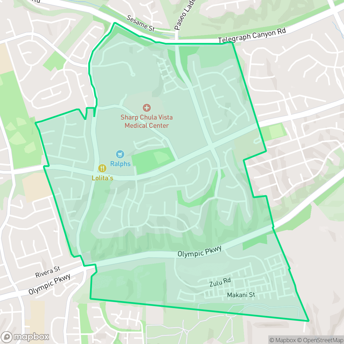 Map showing the location of Sunbow II, Chula Vista, CA