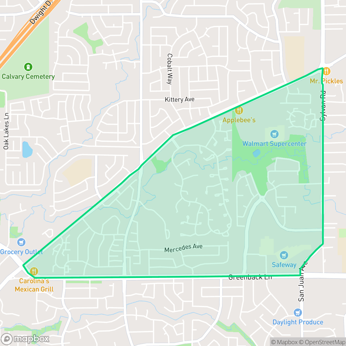 Map showing the location of Arcade Creek, Citrus Heights, CA