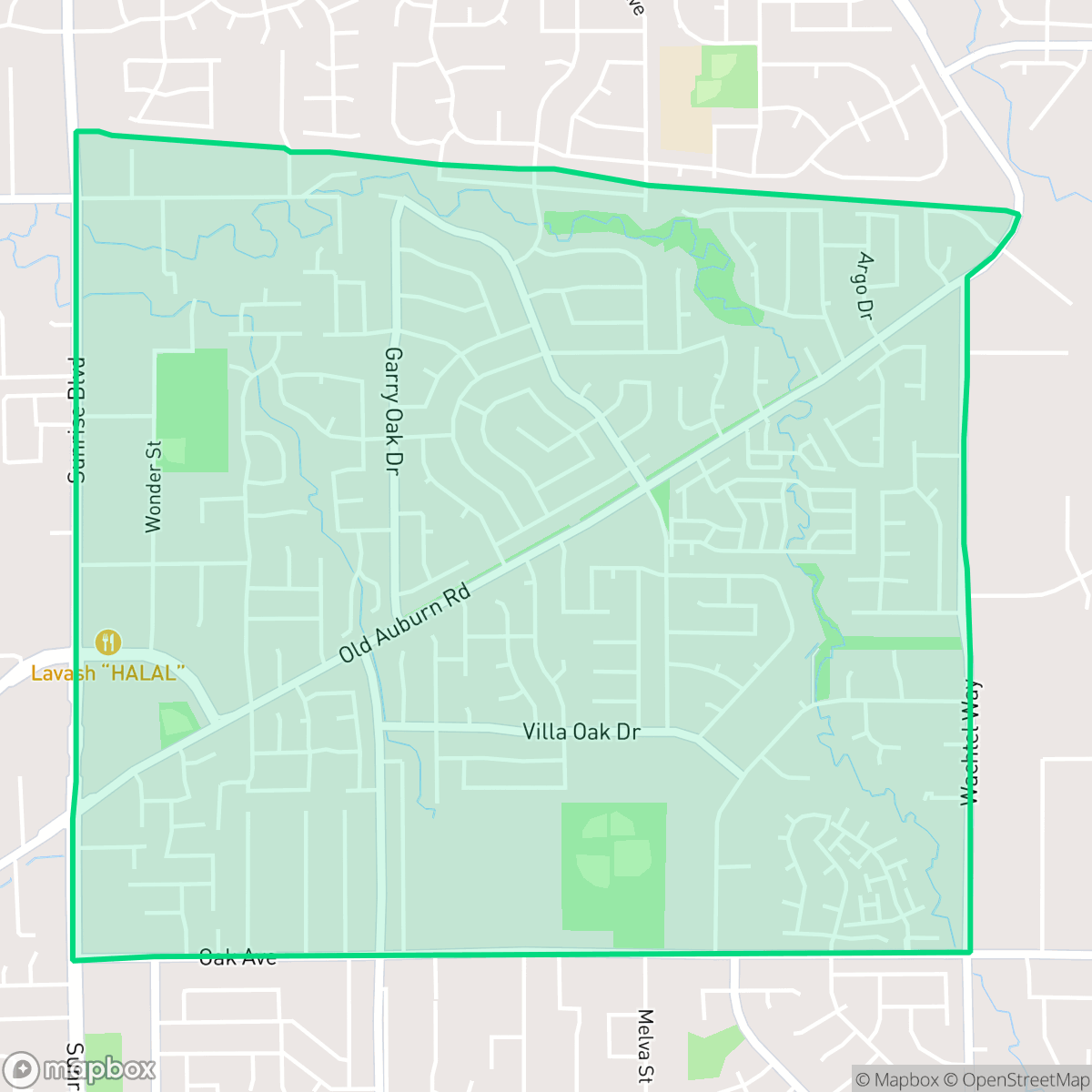 Map showing the location of Chase, Citrus Heights, CA