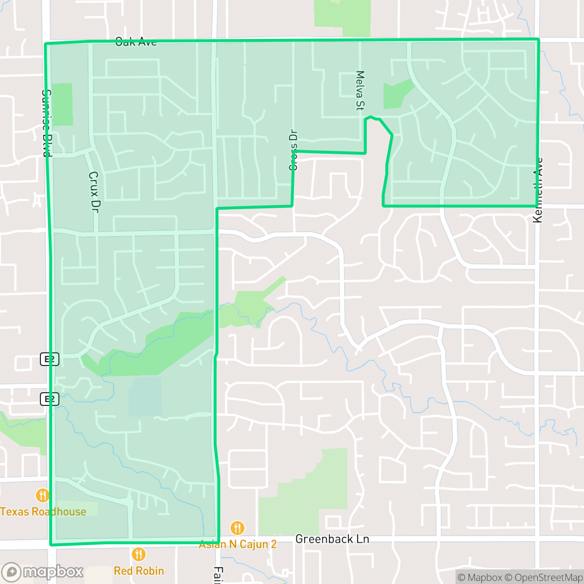 Map showing the location of Sunrise Oaks, Citrus Heights, CA