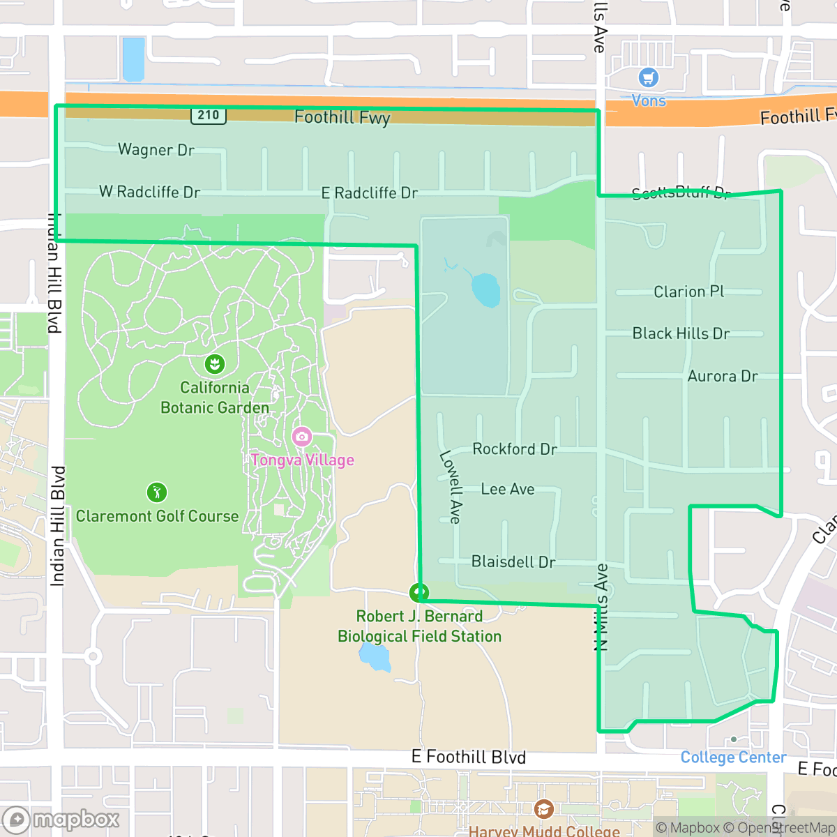 Map showing the location of Chaparral, Claremont, CA