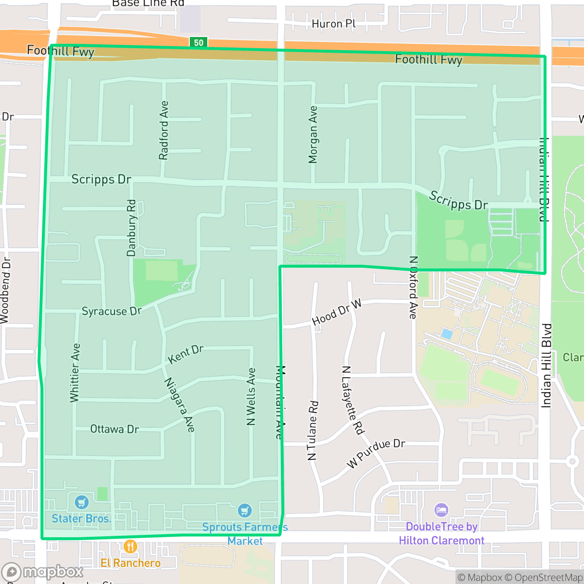 Map showing the location of Condit, Claremont, CA