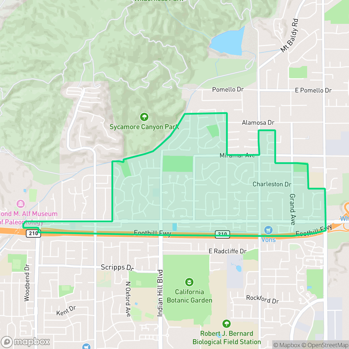 Map showing the location of North Claremont, Claremont, CA