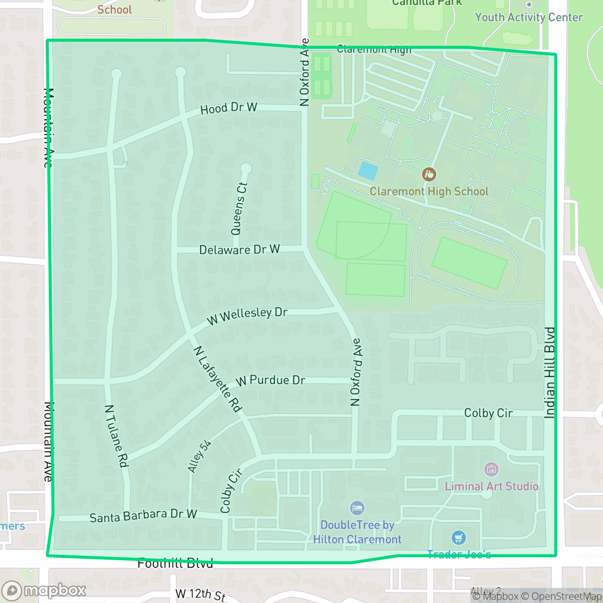 Map showing the location of Towne Ranch, Claremont, CA