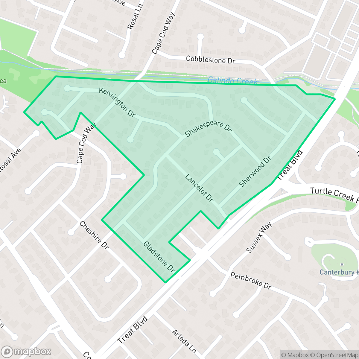 Map showing the location of Canterbury Village, Concord, CA
