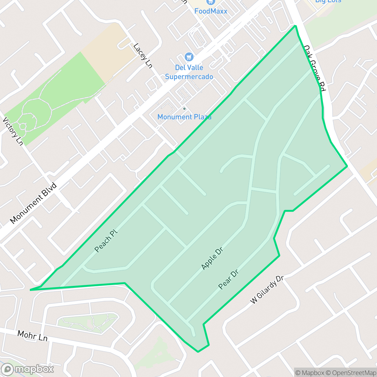 Map showing the location of Fruitbowl, Concord, CA