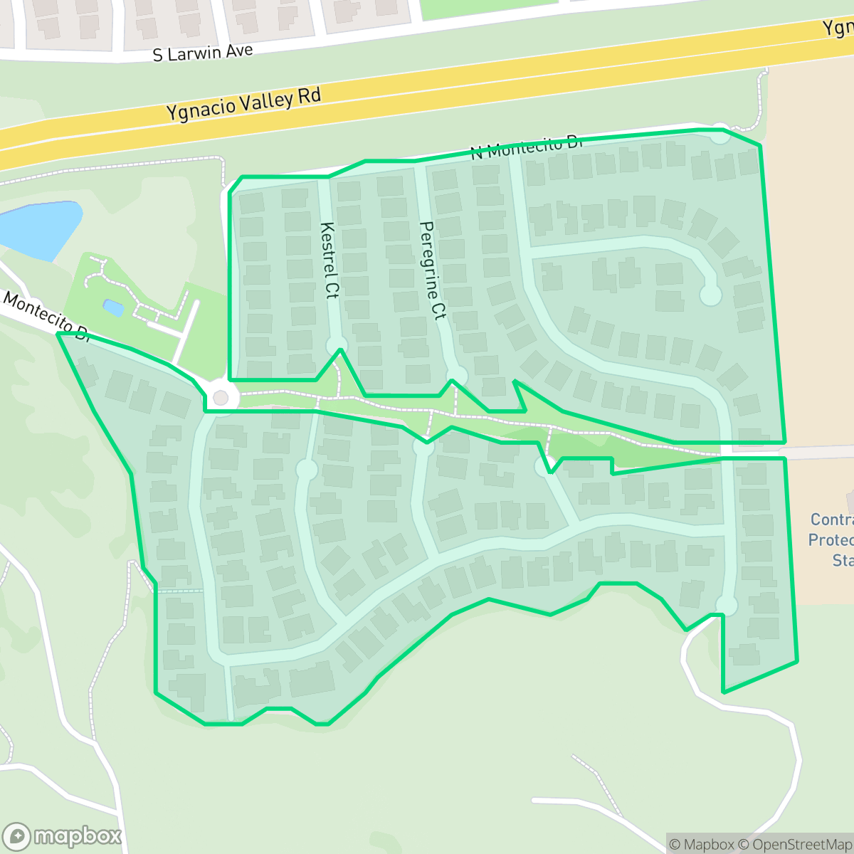 Map showing the location of Montecito, Concord, CA