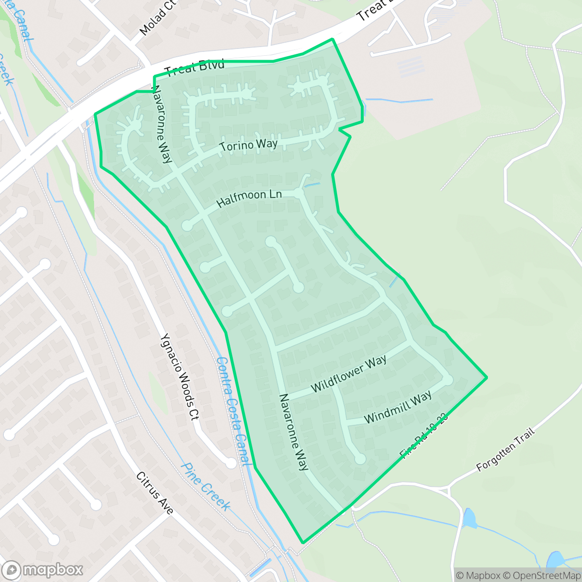 Map showing the location of Ygnacio Hills, Concord, CA