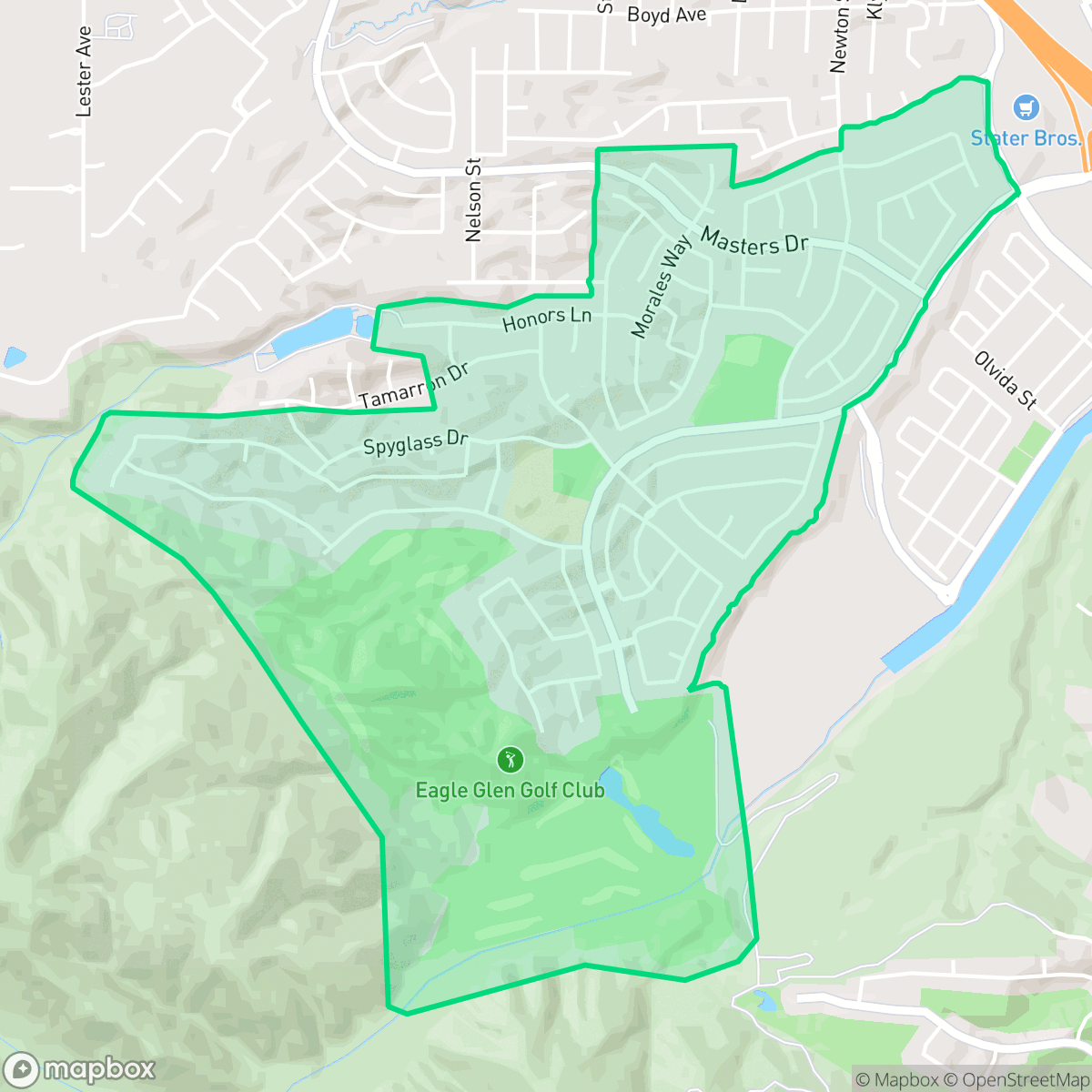 Map showing the location of Eagle Glen, Corona, CA