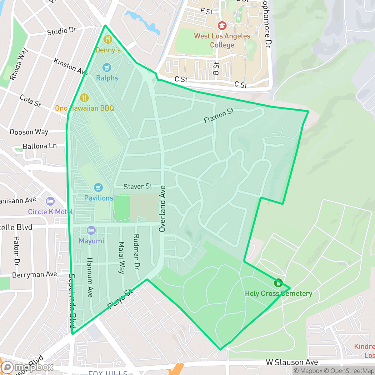Map showing the location of Blanco/Culver Crest, Culver City, CA