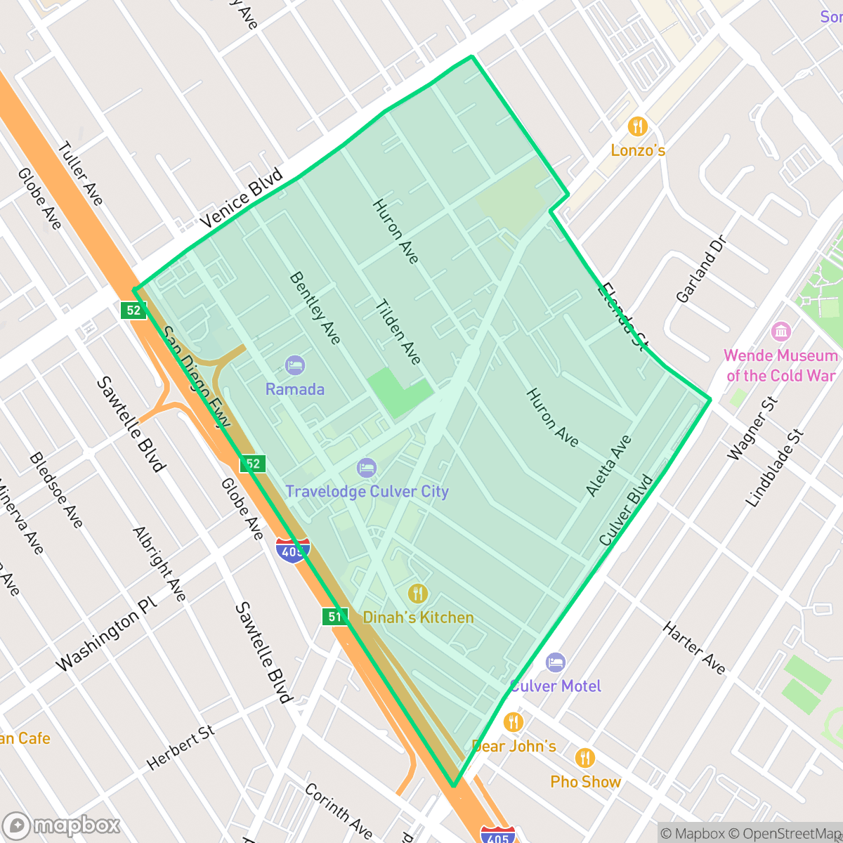 Map showing the location of Clarkdale, Culver City, CA