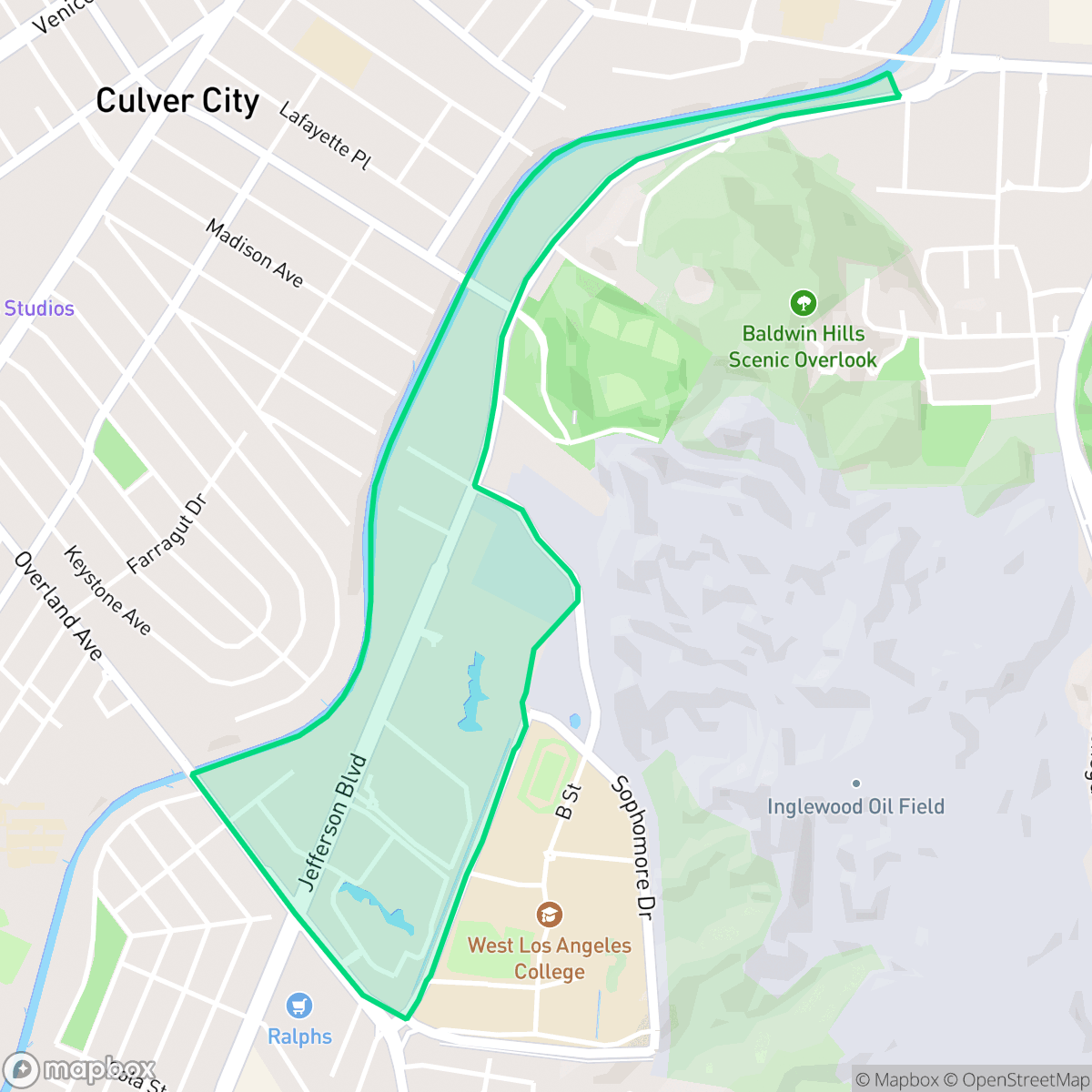 Map showing the location of Jefferson, Culver City, CA
