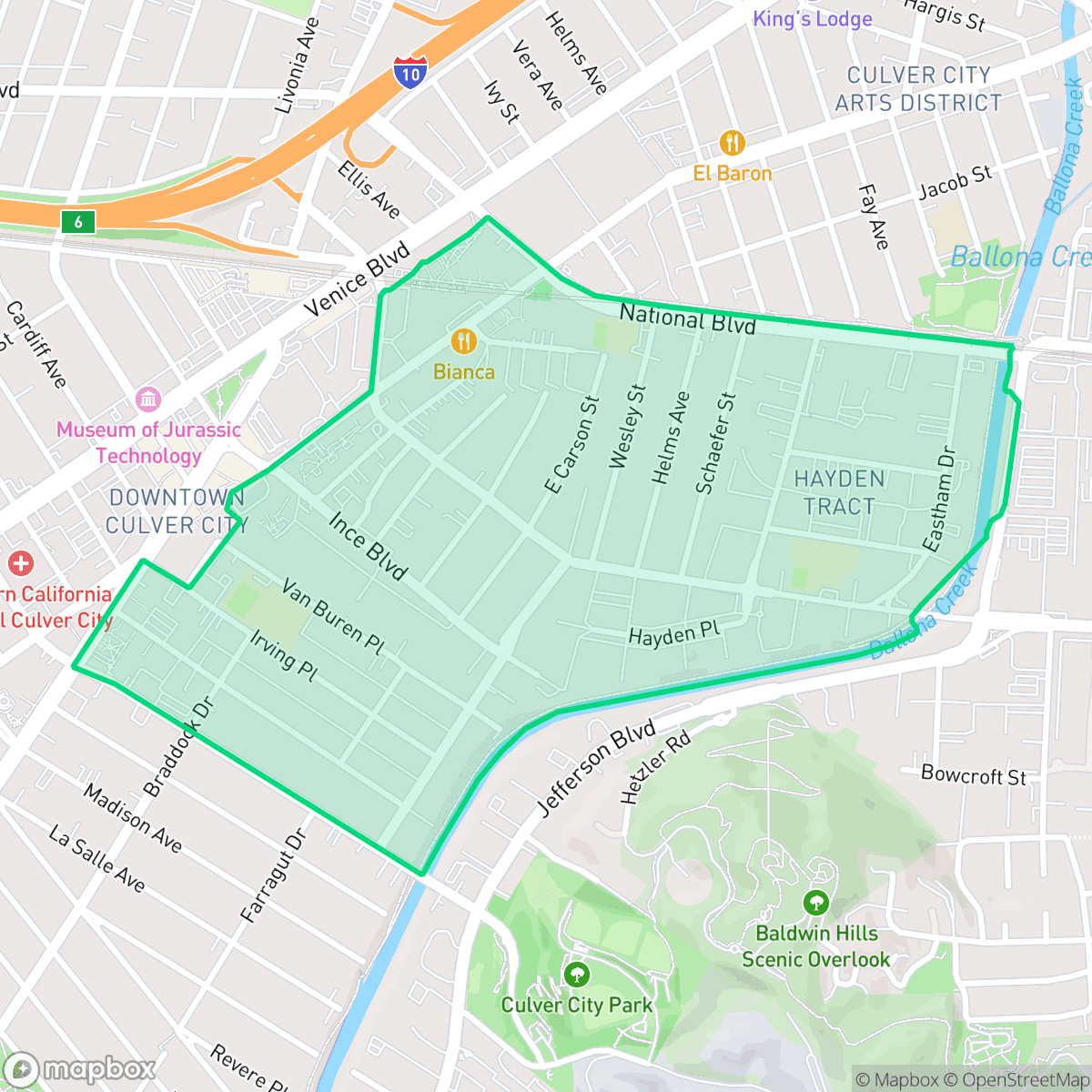 Map showing the location of Lucerne/Higuera, Culver City, CA