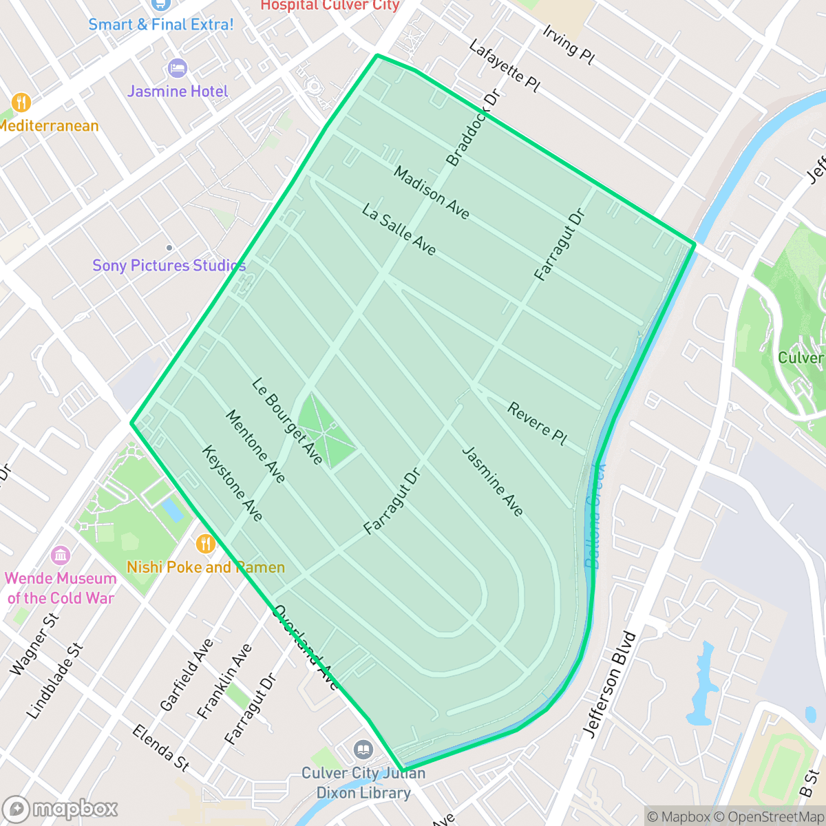 Map showing the location of Park East, Culver City, CA