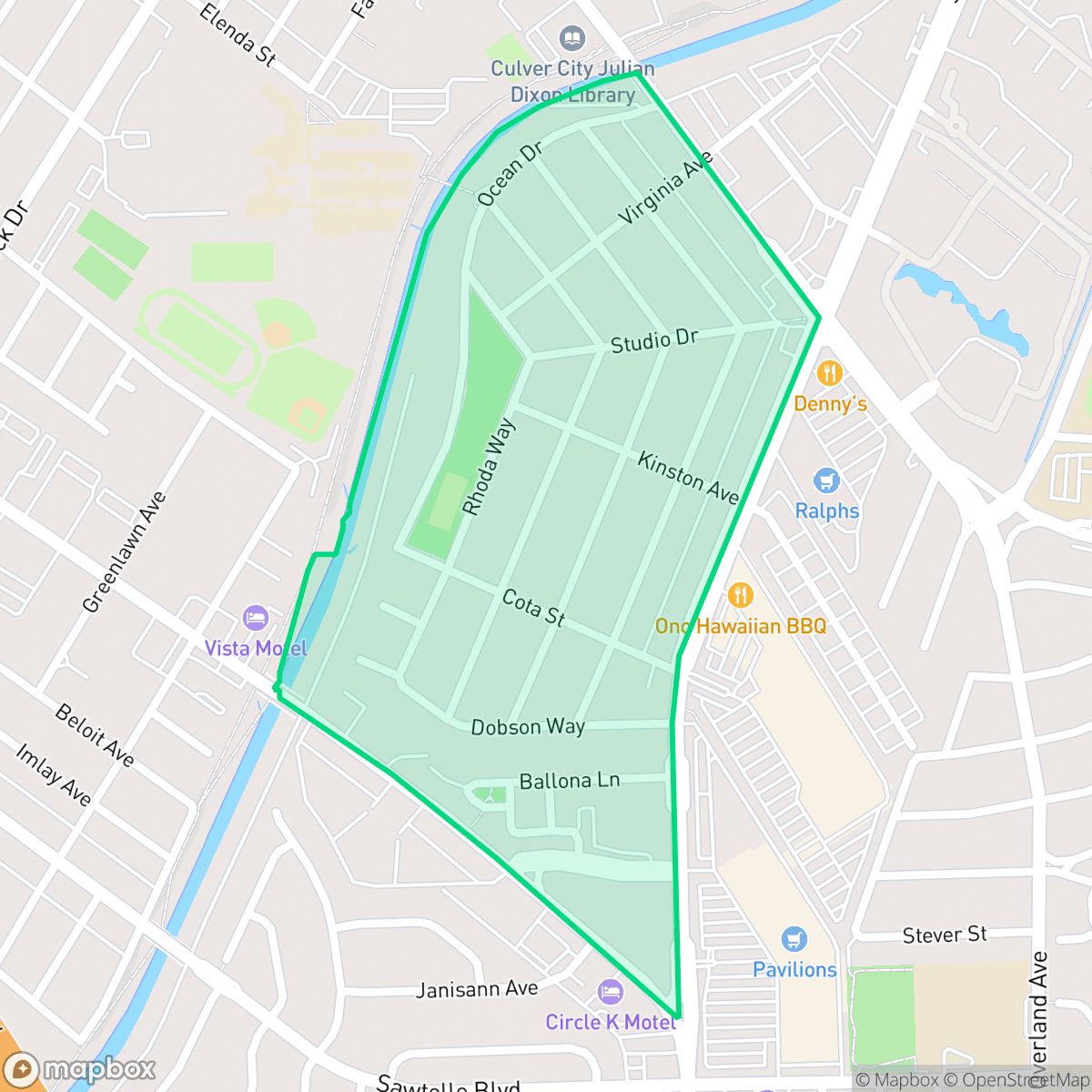 Map showing the location of Studio Village, Culver City, CA
