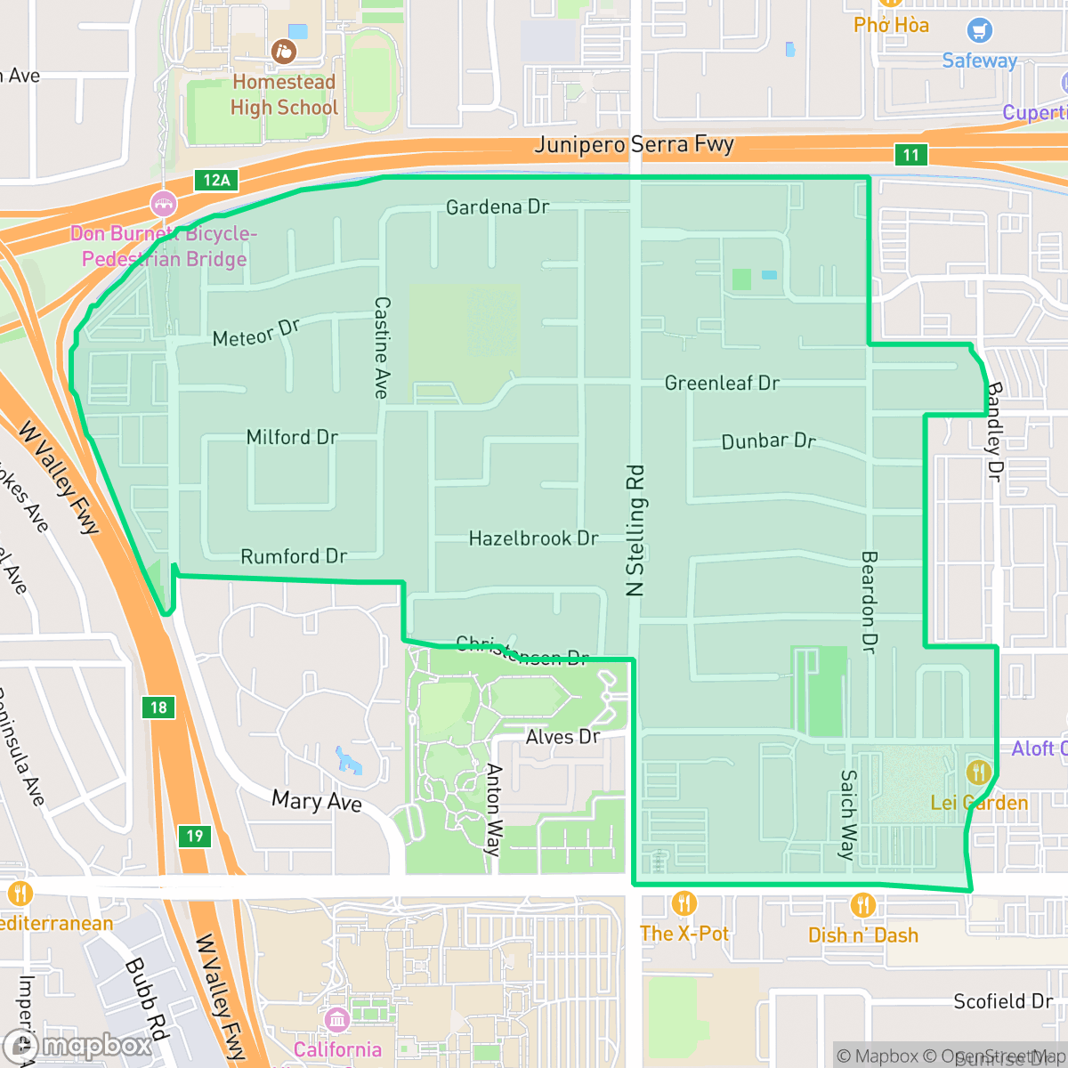 Map showing the location of Garden Gate, Cupertino, CA