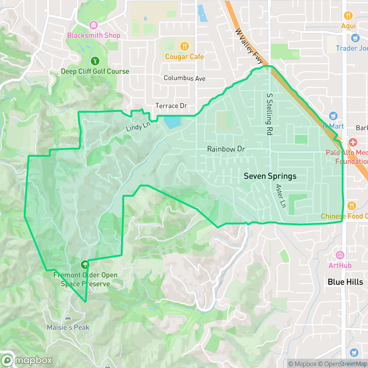 Map showing the location of Monta Vista South, Cupertino, CA