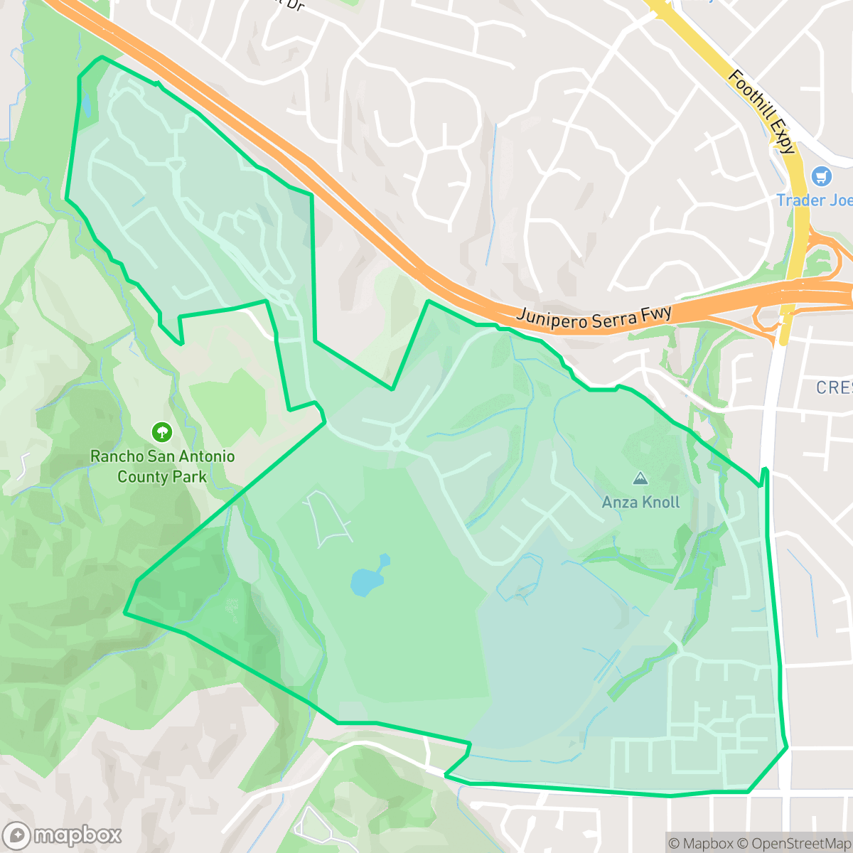 Map showing the location of Oak Valley, Cupertino, CA