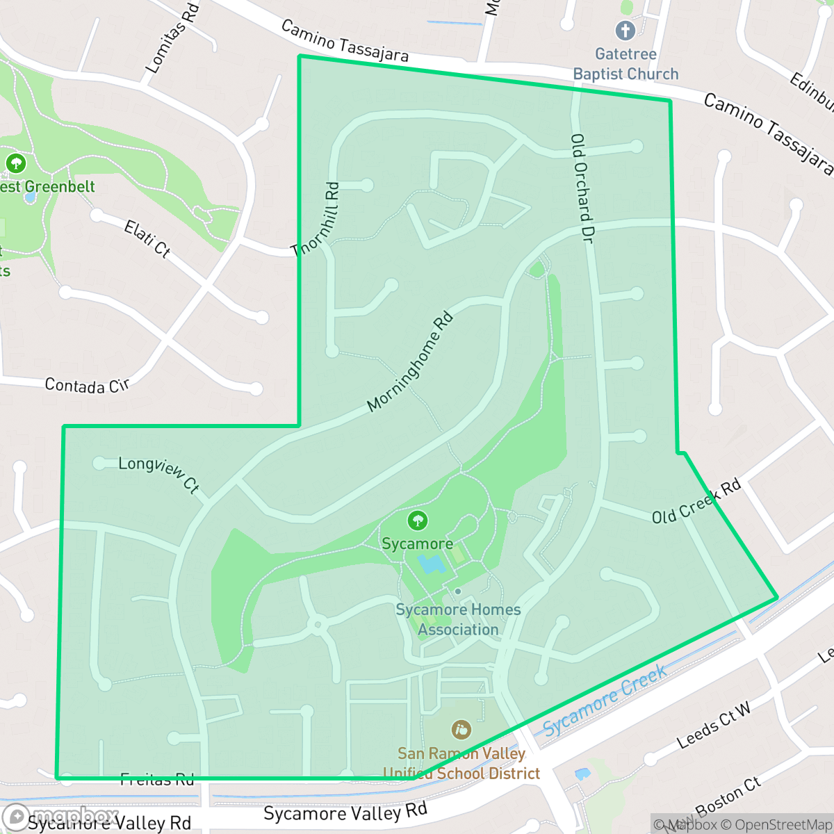 Map showing the location of Sycamore Homes, Danville, CA