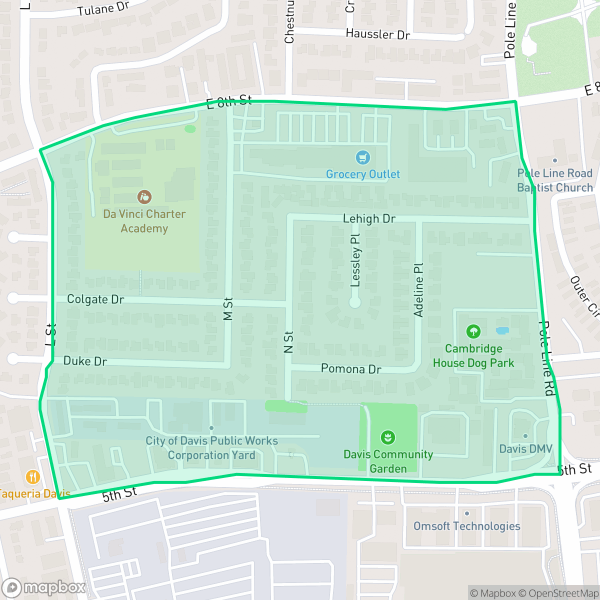 Map showing the location of Davis Manor, Davis, CA