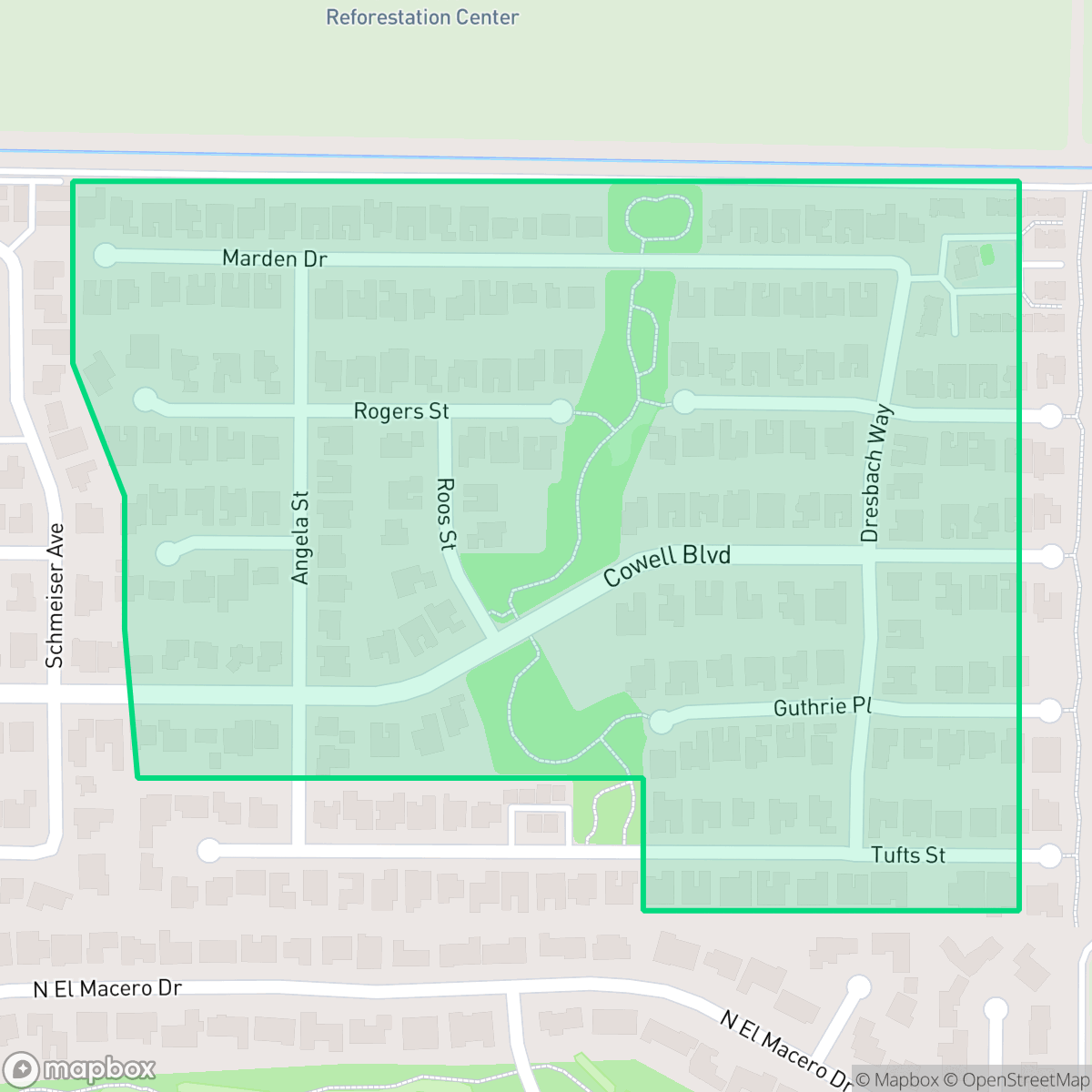 Map showing the location of El Macero Estates, Davis, CA