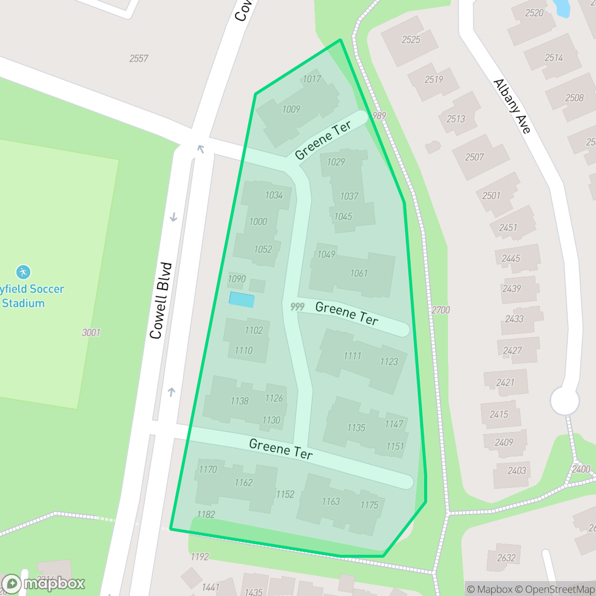 Map showing the location of Greene Terrace, Davis, CA