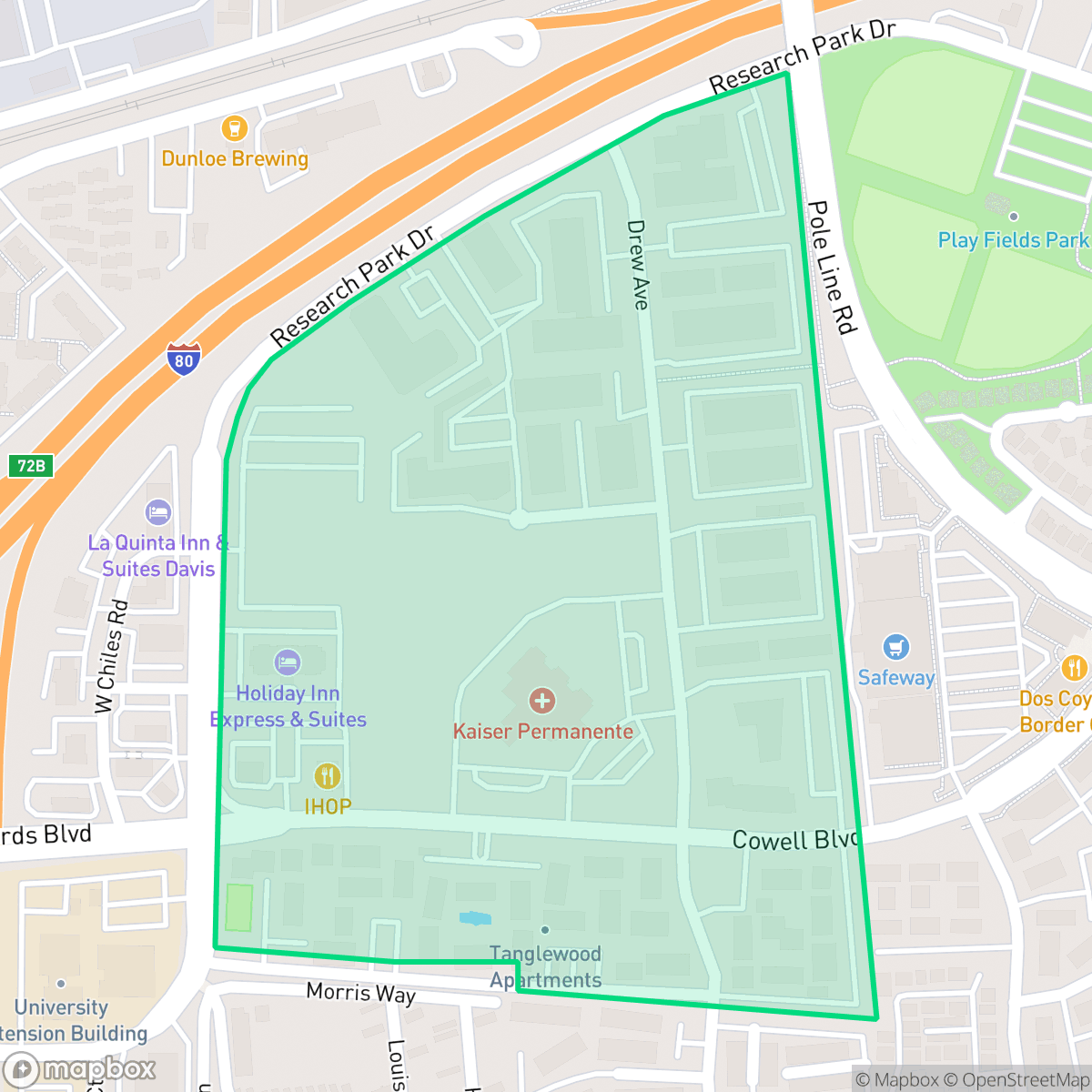 Map showing the location of Interland-Univ. Research Park, Davis, CA