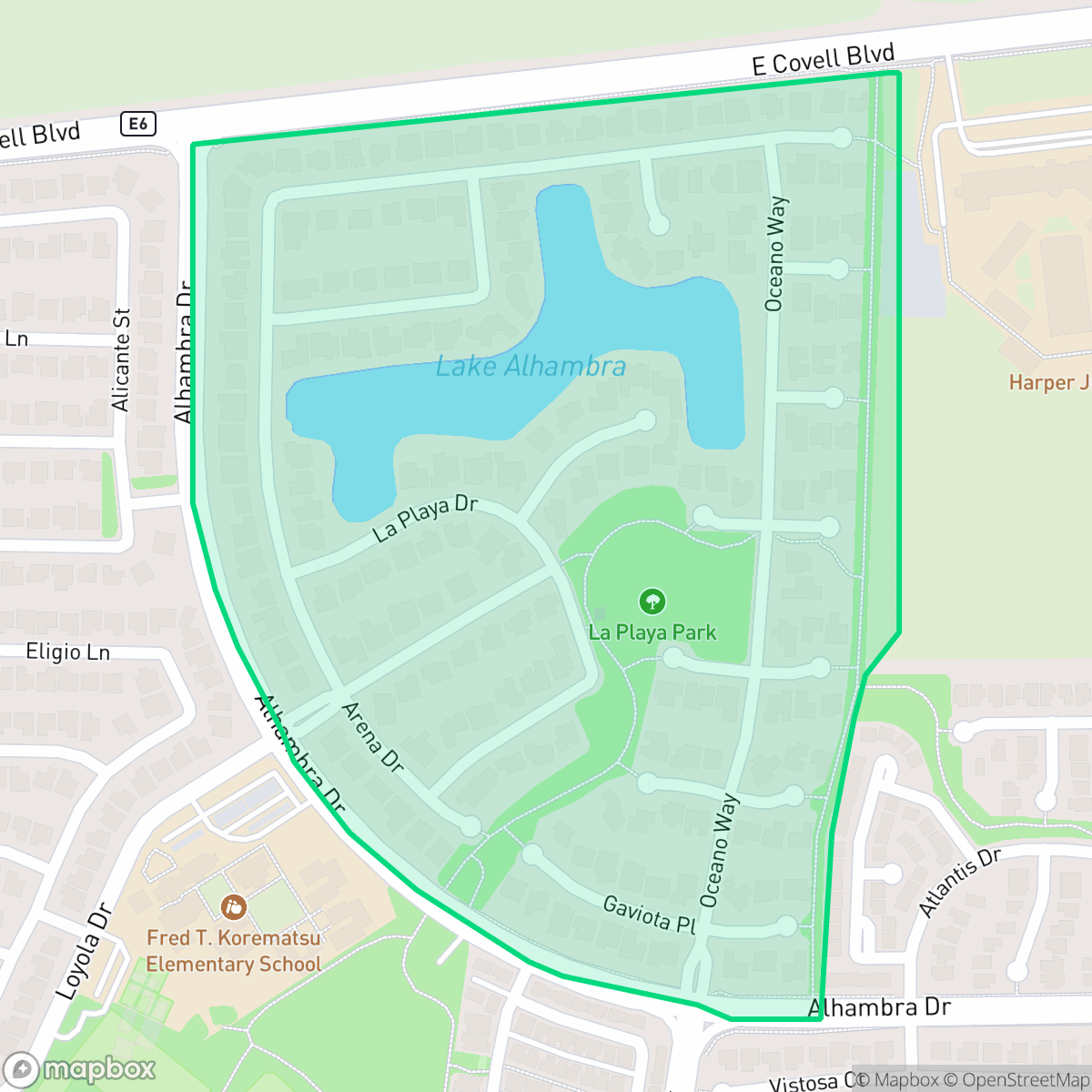 Map showing the location of Lake Alhambre, Davis, CA