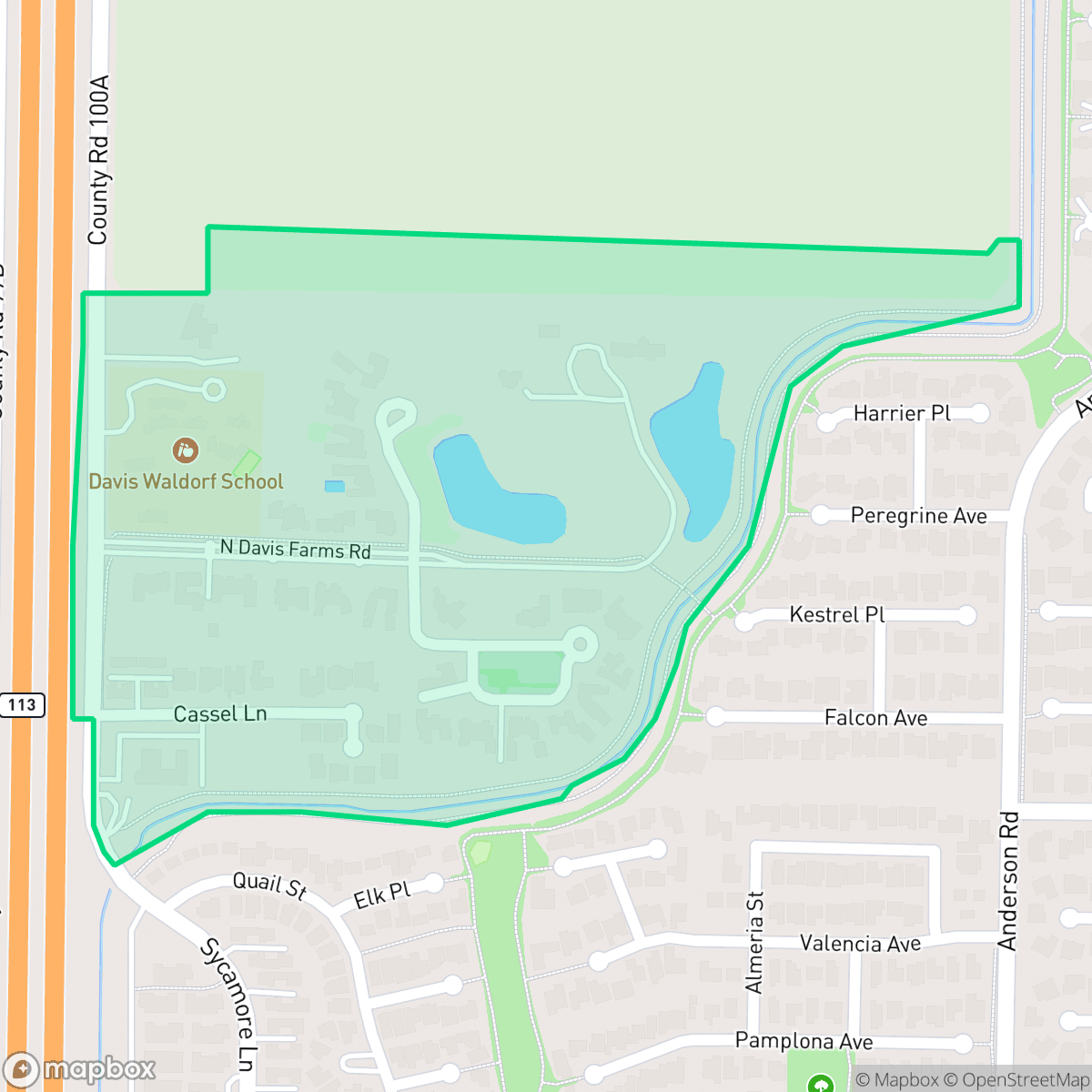 Map showing the location of North Davis Farms, Davis, CA