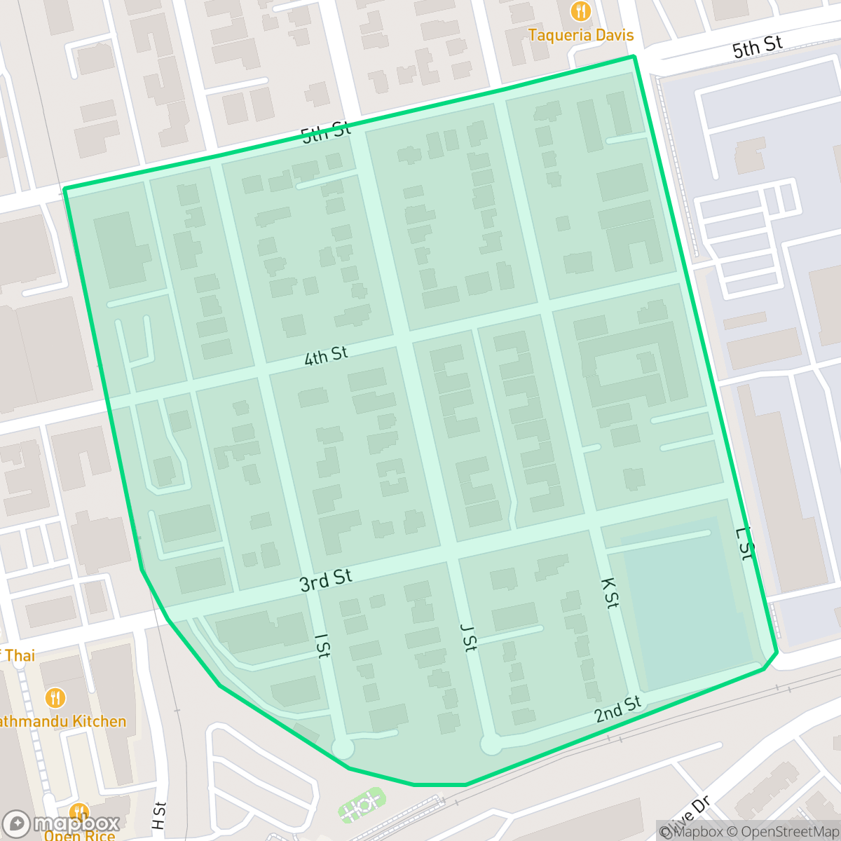 Map showing the location of Old East Davis, Davis, CA