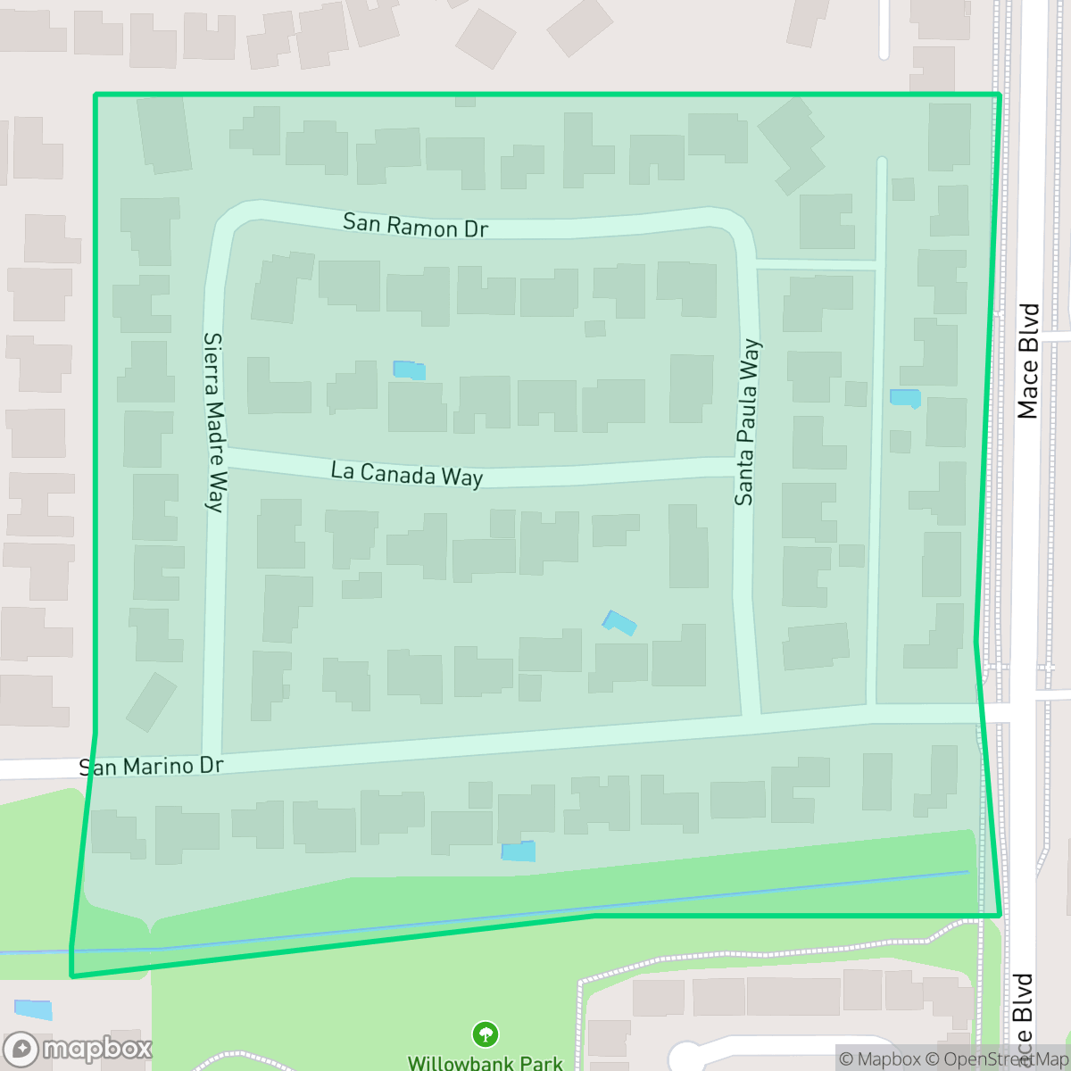 Map showing the location of Ranch Macero, Davis, CA