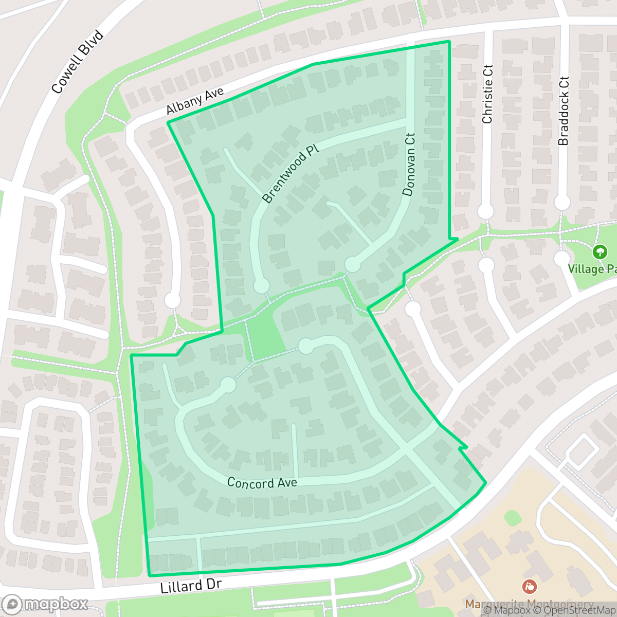 Map showing the location of Rose Creek, Davis, CA