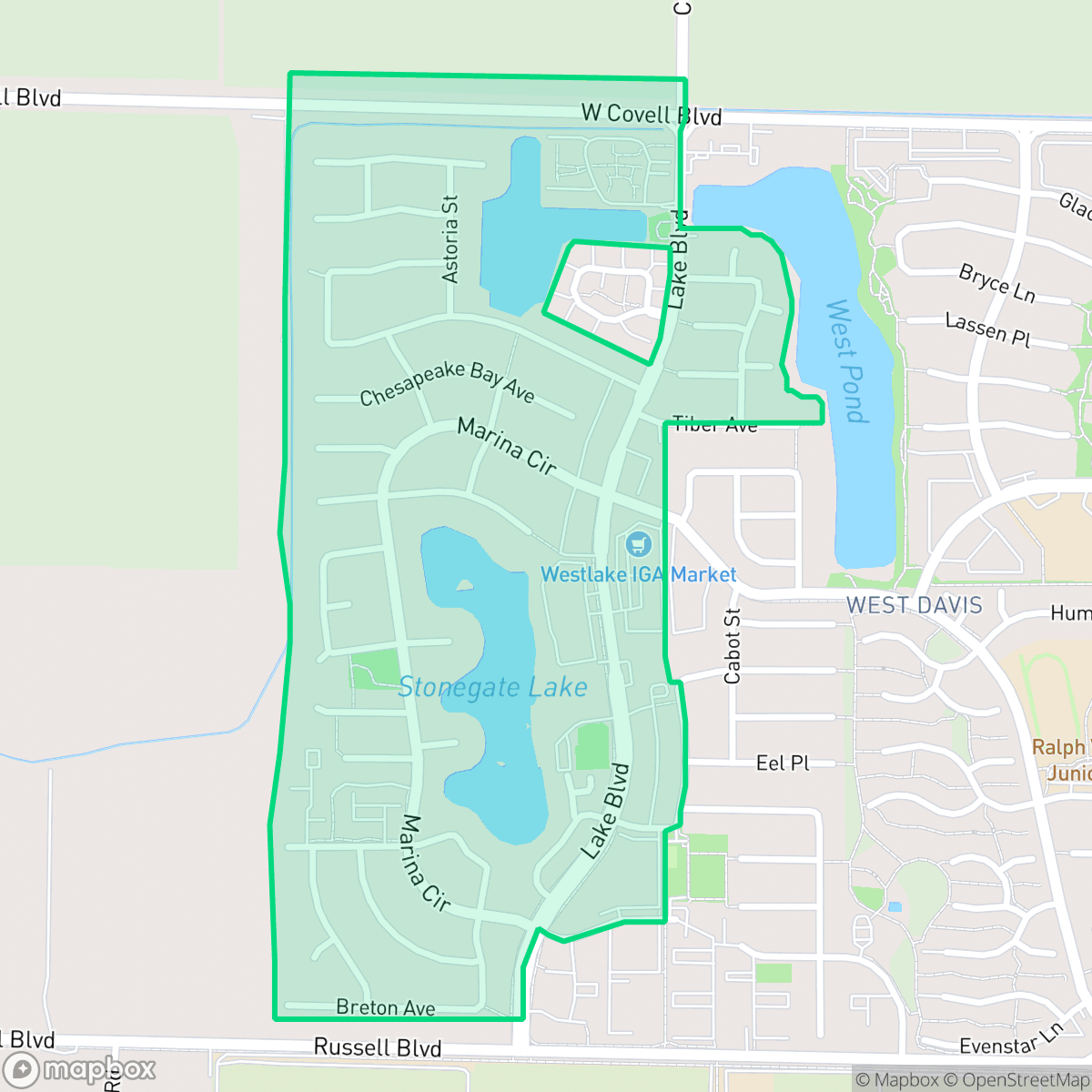 Map showing the location of Stonegate, Davis, CA