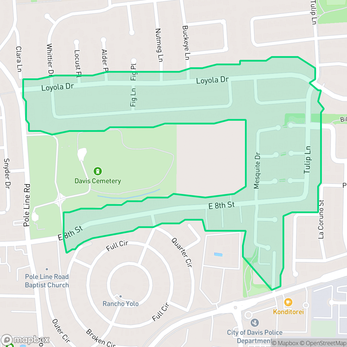 Map showing the location of Sunrise, Davis, CA