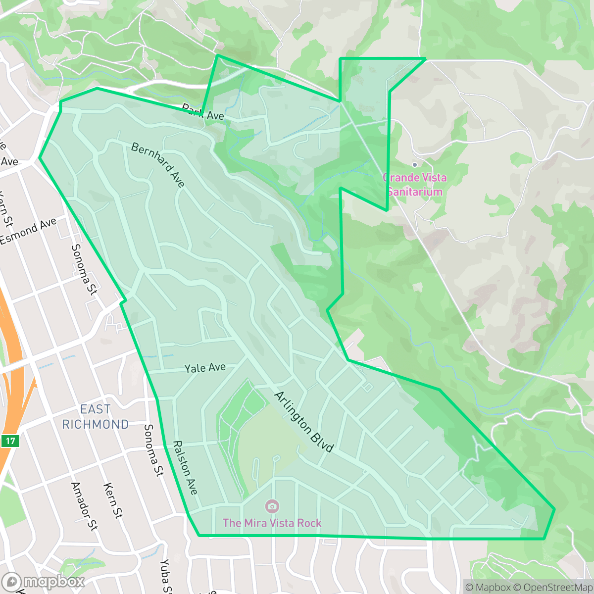 Map showing the location of East Richmond Heights, CA — coverage area