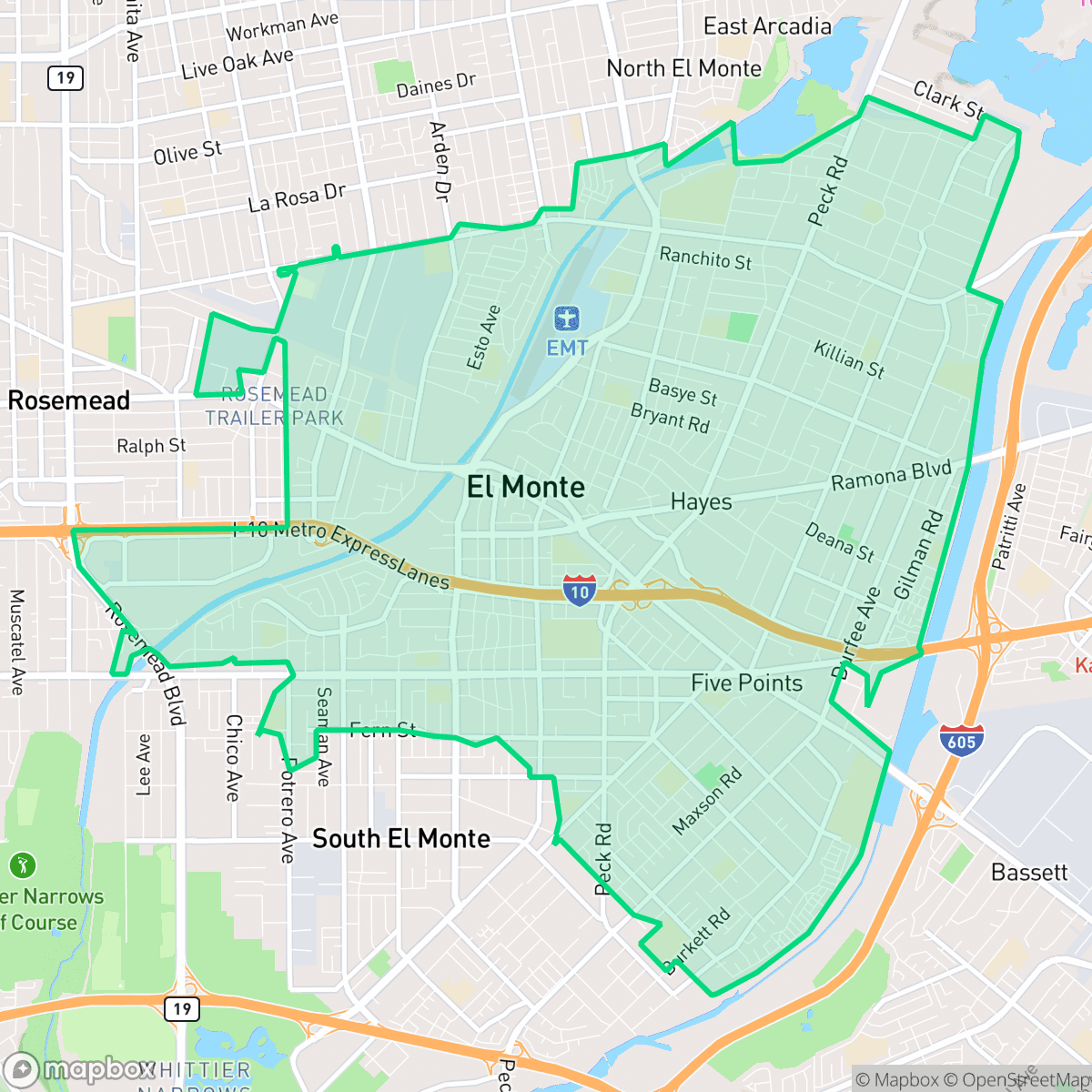 Map showing the location of El Monte, CA — coverage area