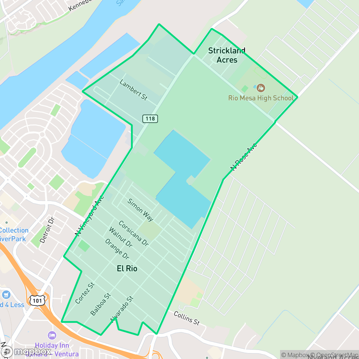 Map showing the location of El Rio, CA — coverage area