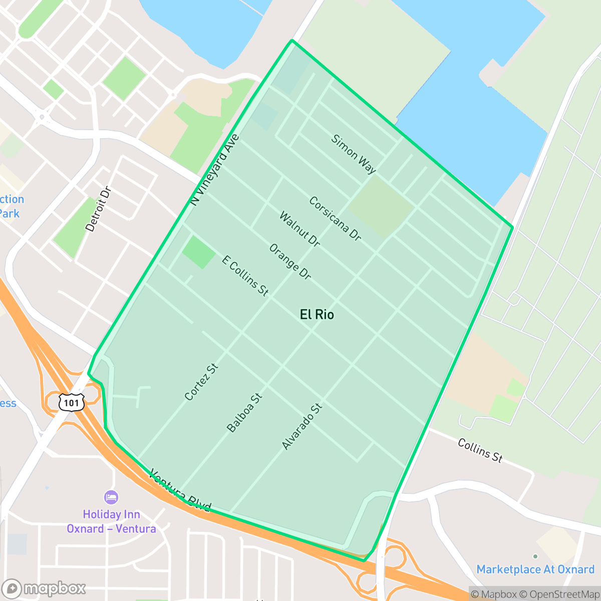 Map showing the location of El Rio, El Rio, CA
