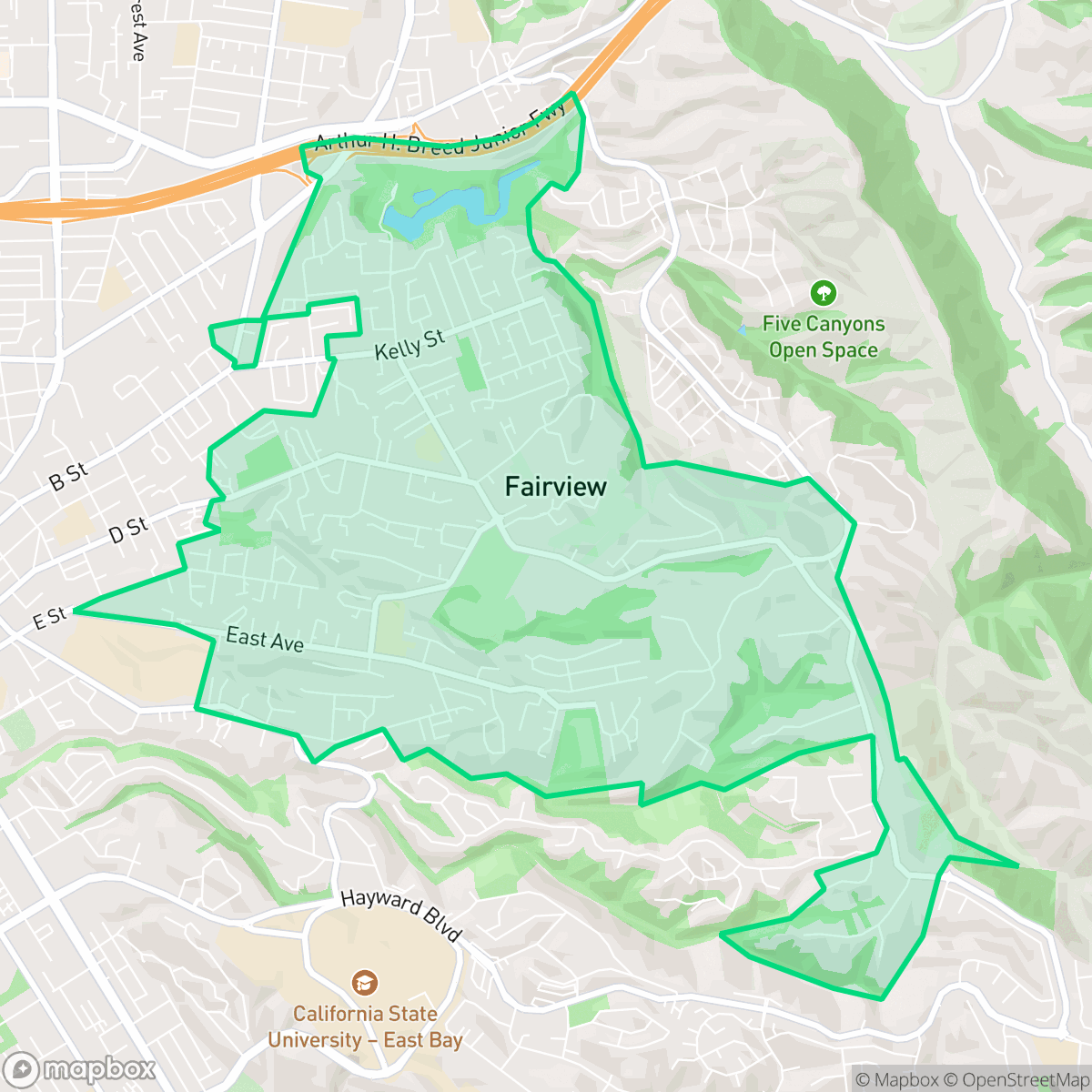 Map showing the location of Fairview, CA — coverage area