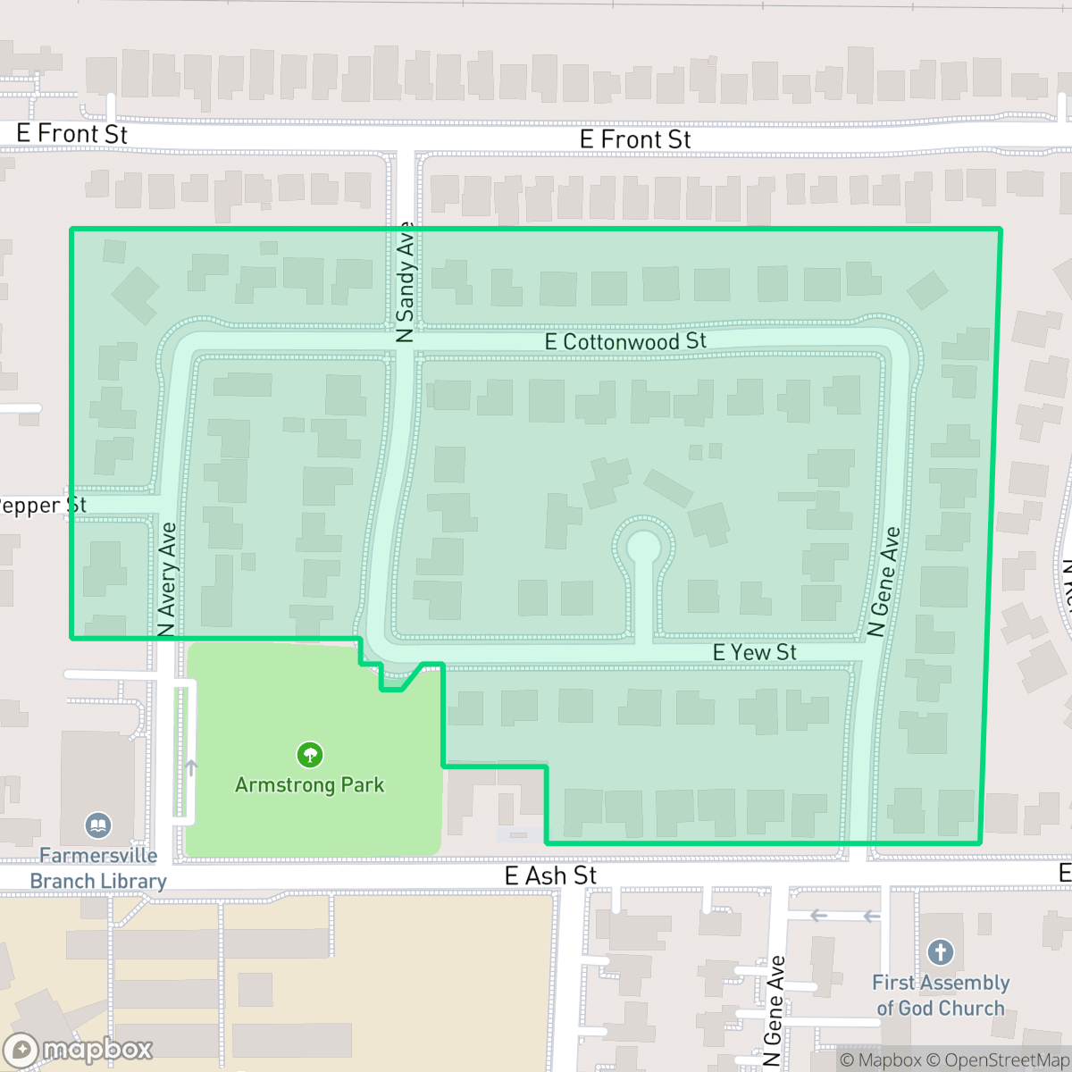Map showing the location of Miller Estates, Farmersville, CA